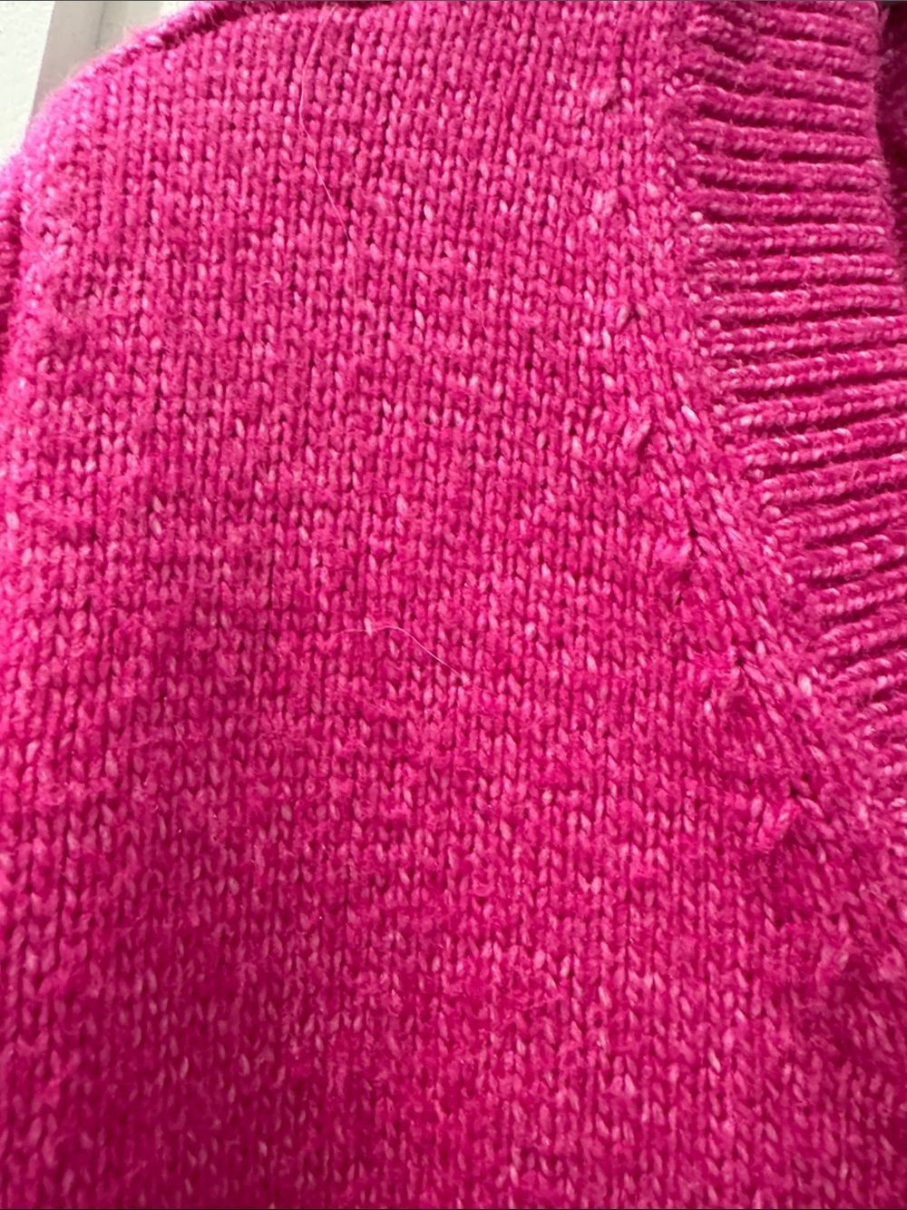 Lane Bryant Hot Pink V-Neck Cable Knit Sweater - Picture 3 of 5
